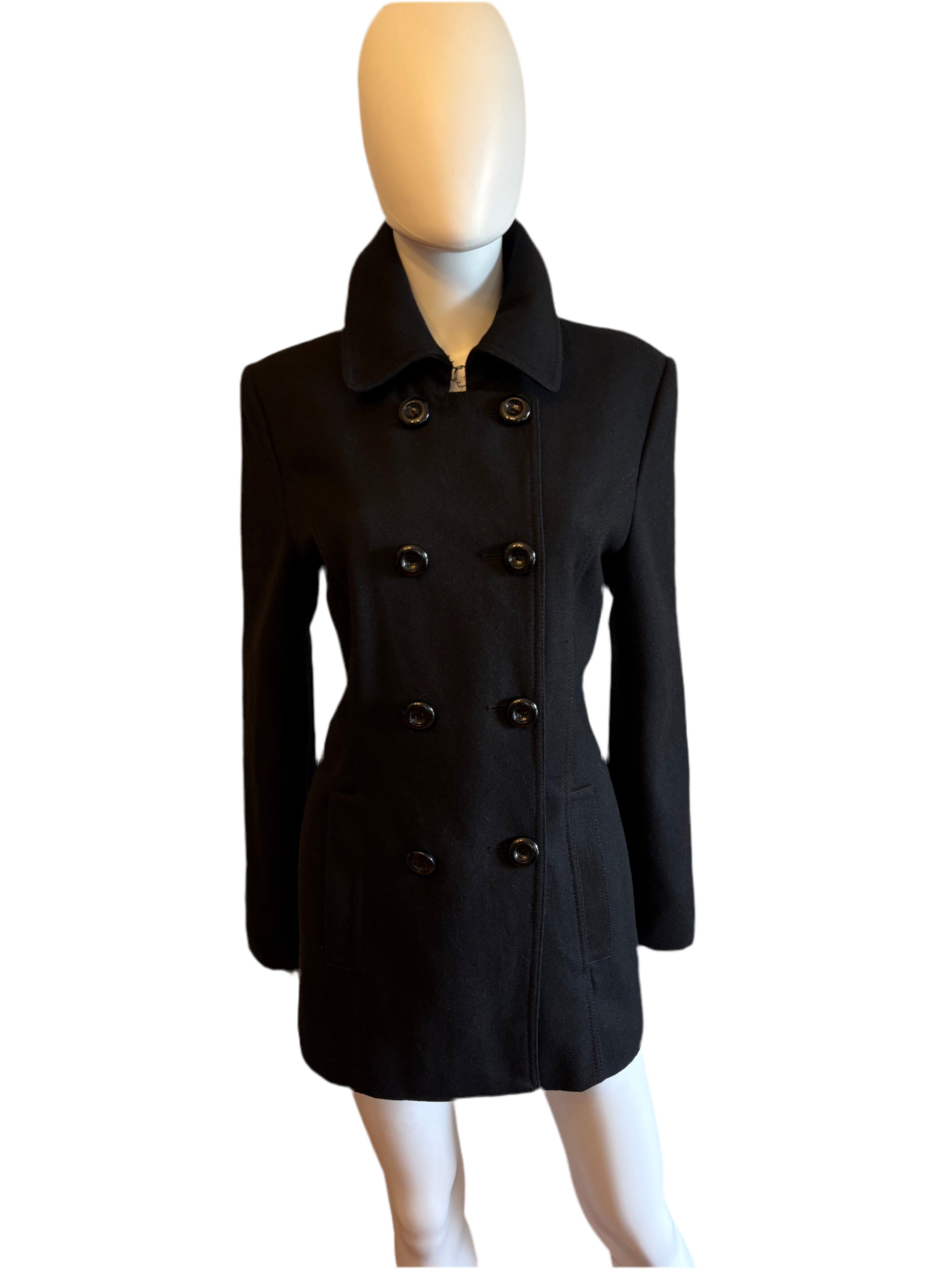 Nine West Black Double-Breasted Pea Coat