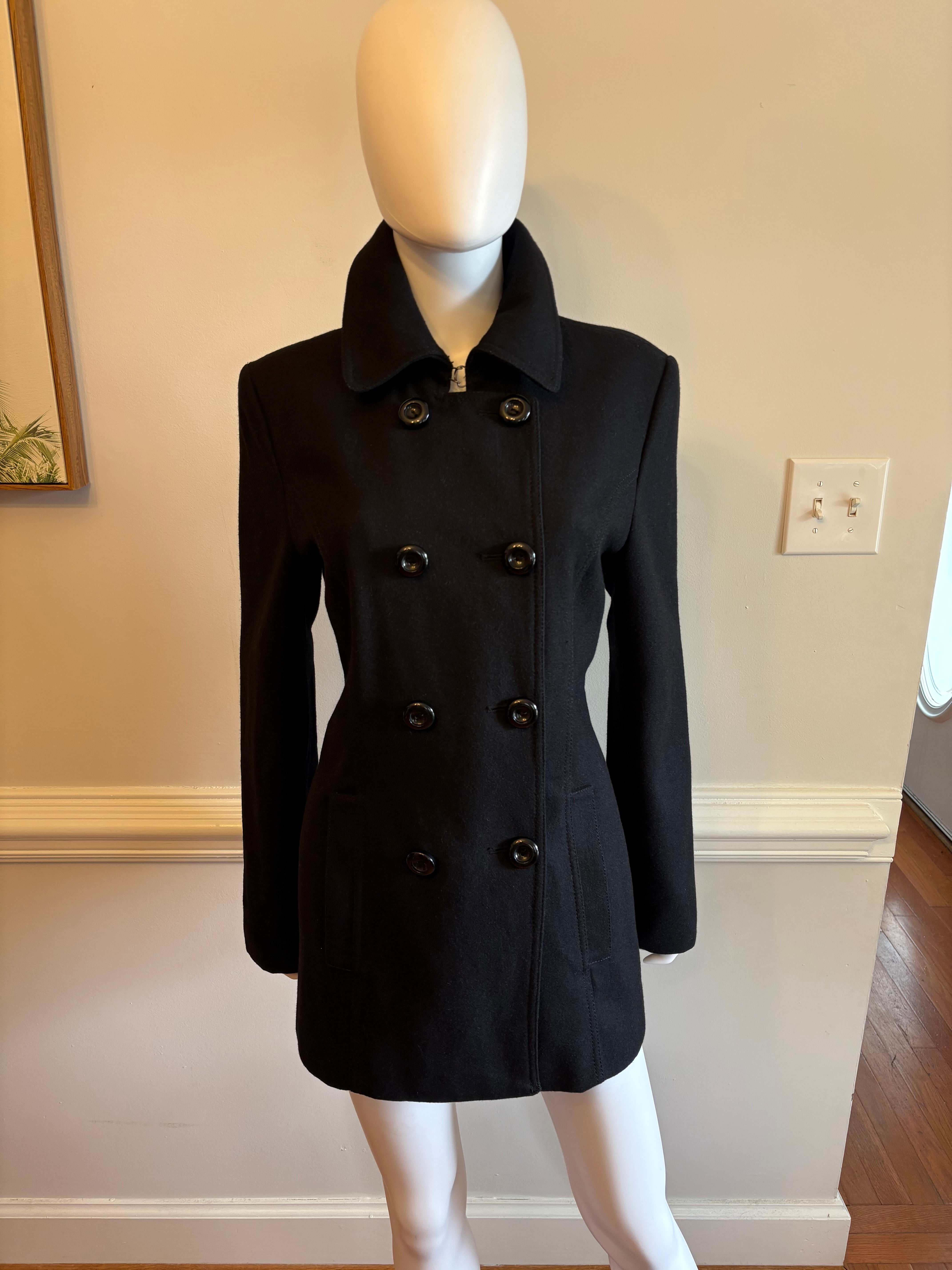 Nine West Black Double-Breasted Pea Coat