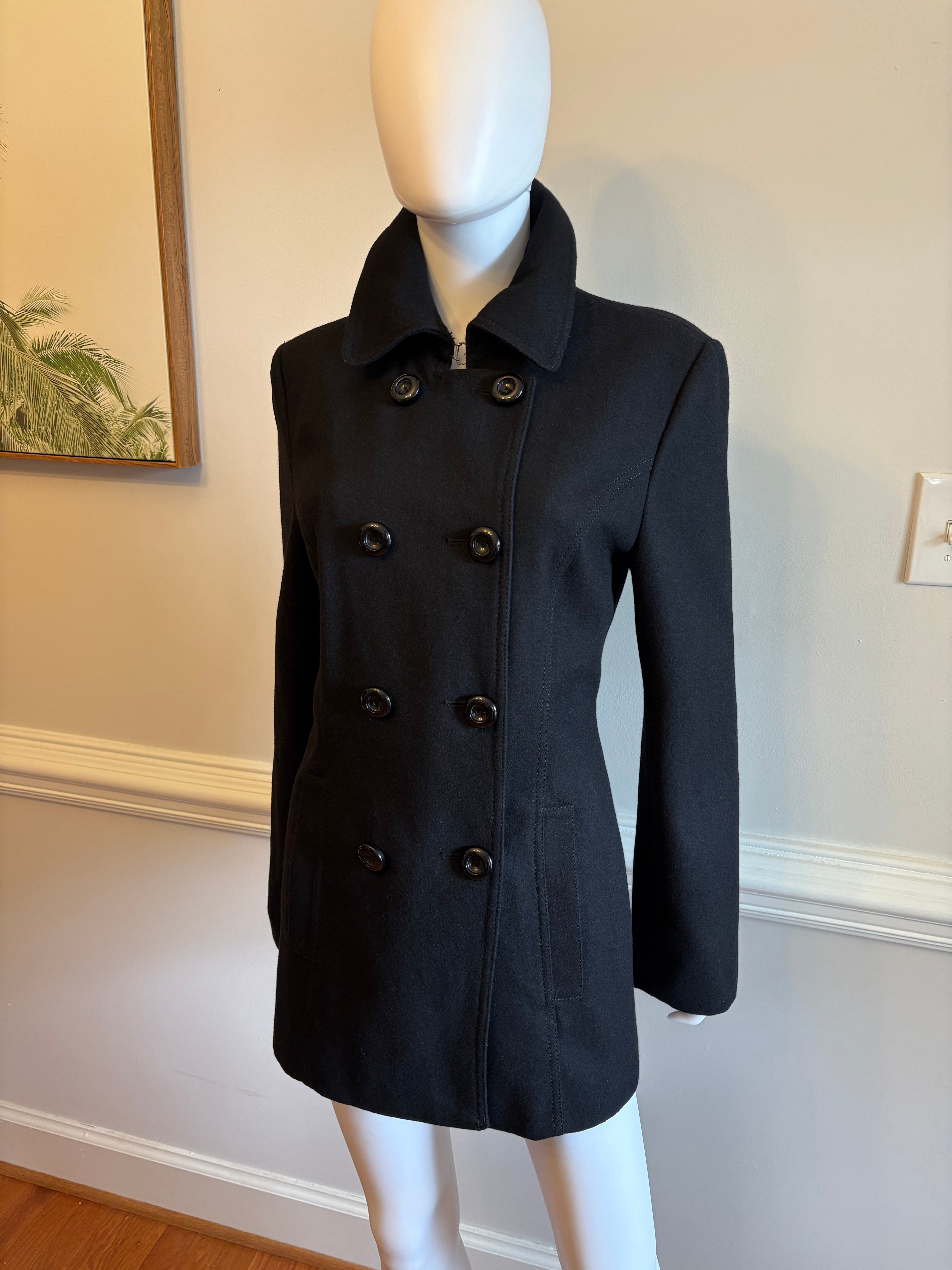 Nine West Black Double-Breasted Pea Coat