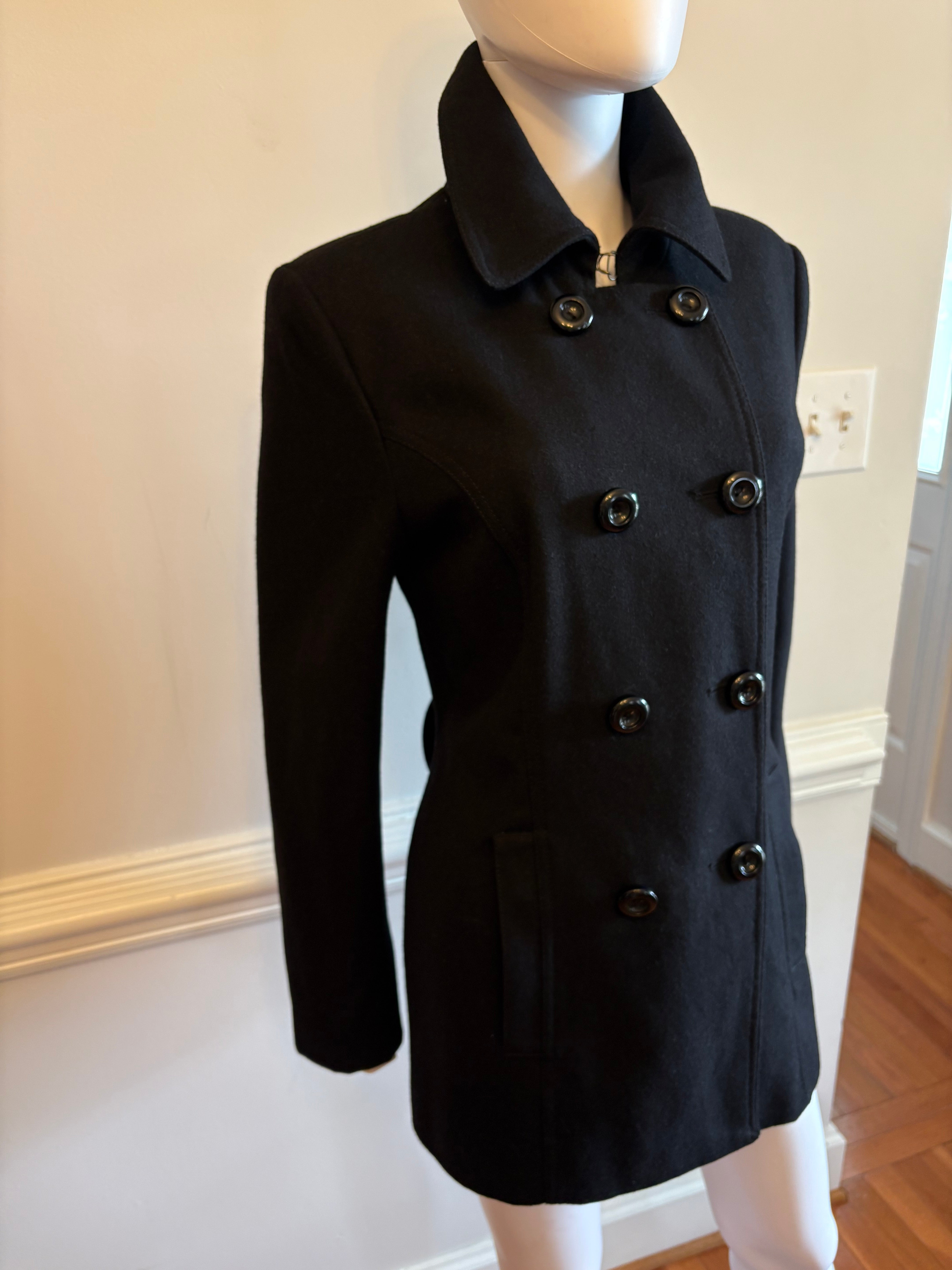 Nine West Black Double-Breasted Pea Coat
