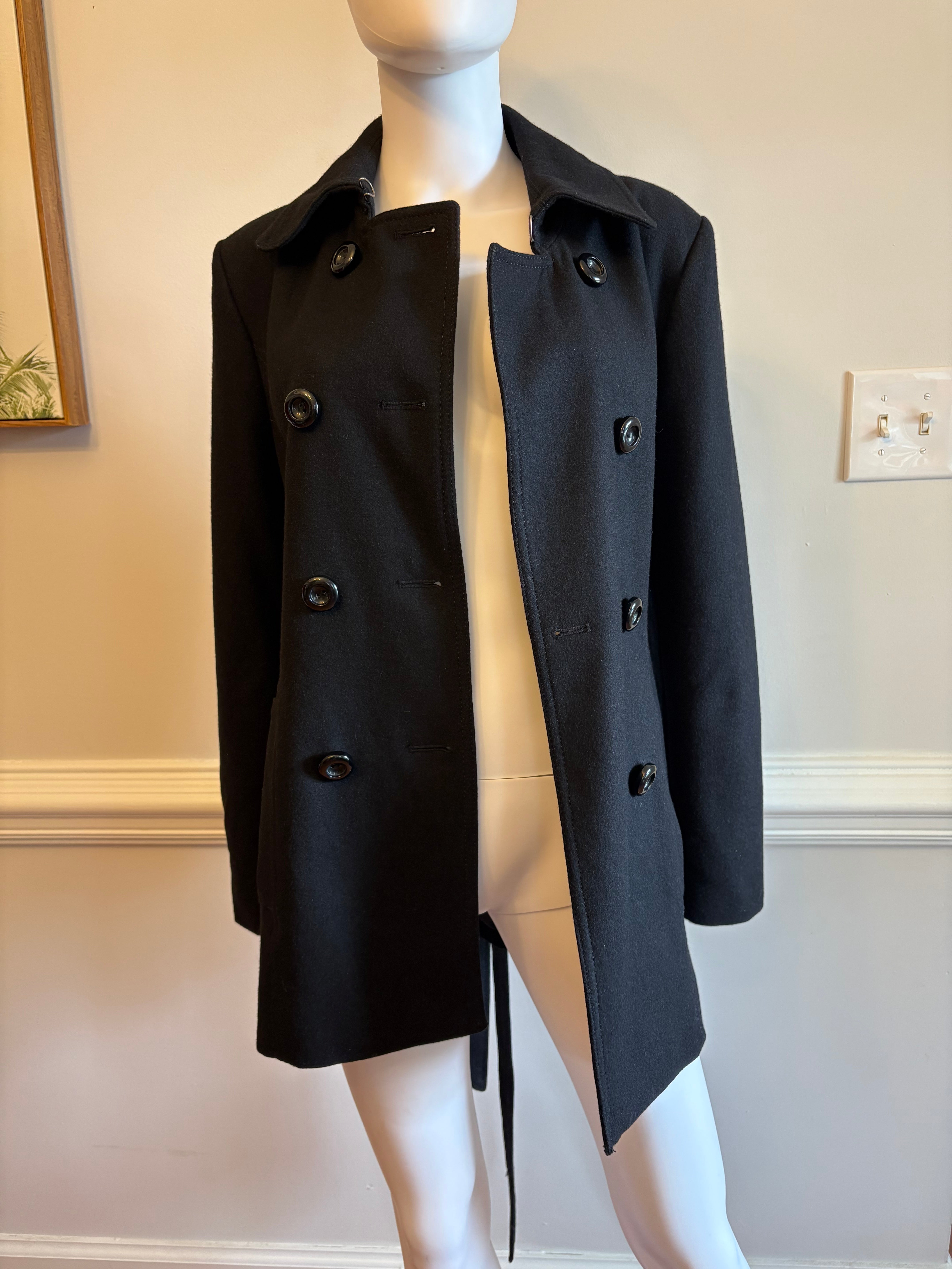 Nine West Black Double-Breasted Pea Coat