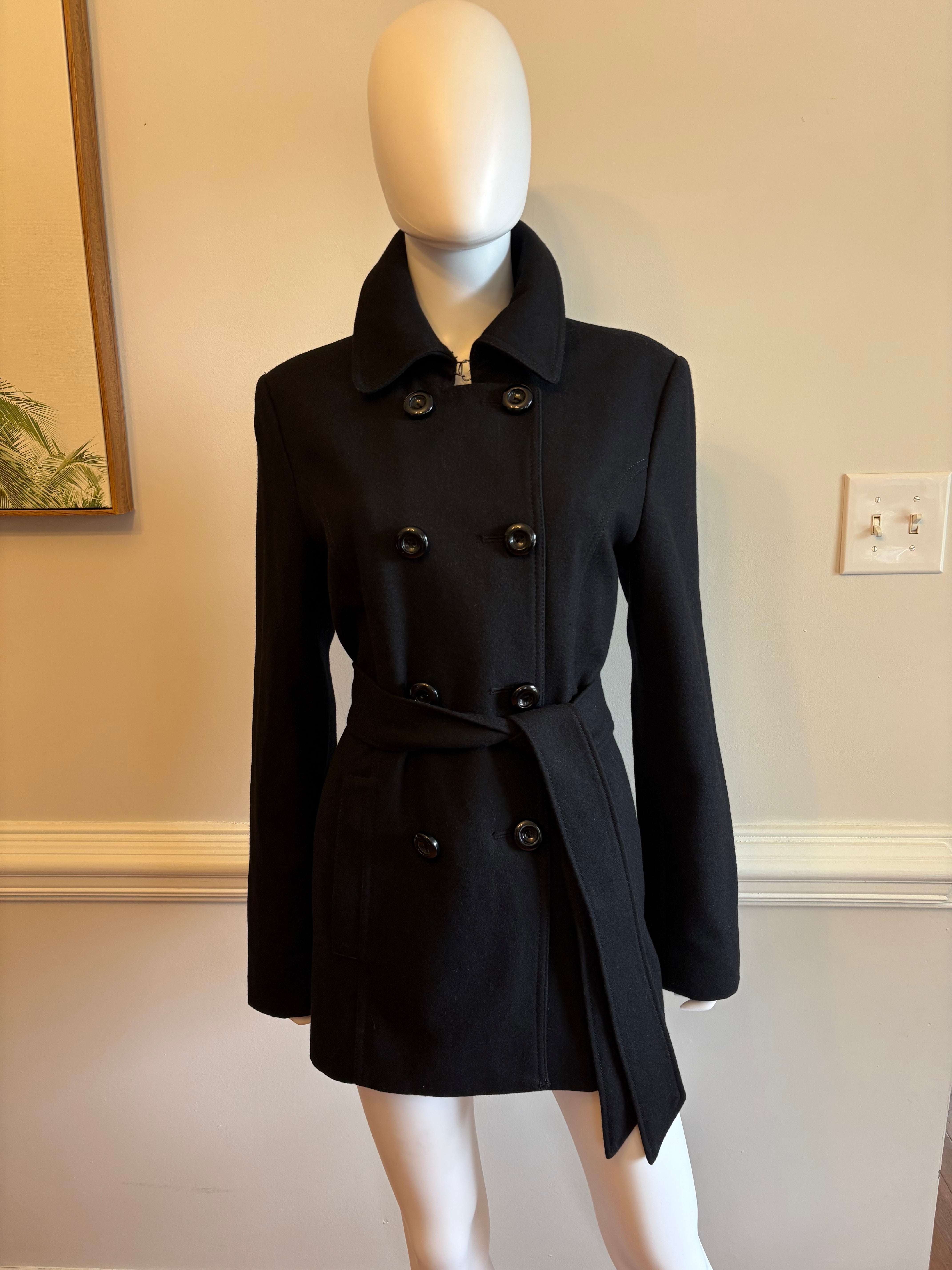 Nine West Black Double-Breasted Pea Coat
