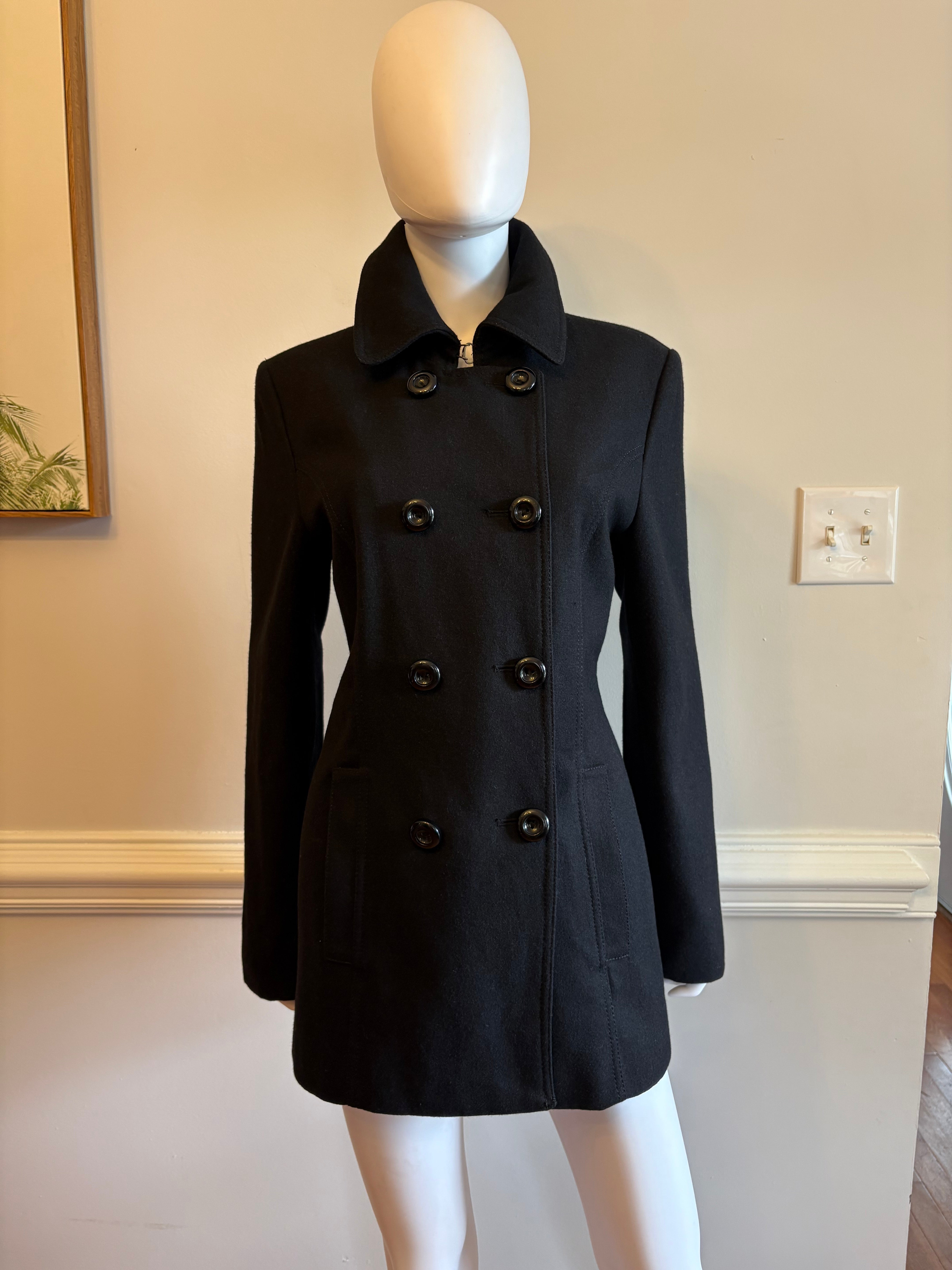 Nine West Black Double-Breasted Pea Coat
