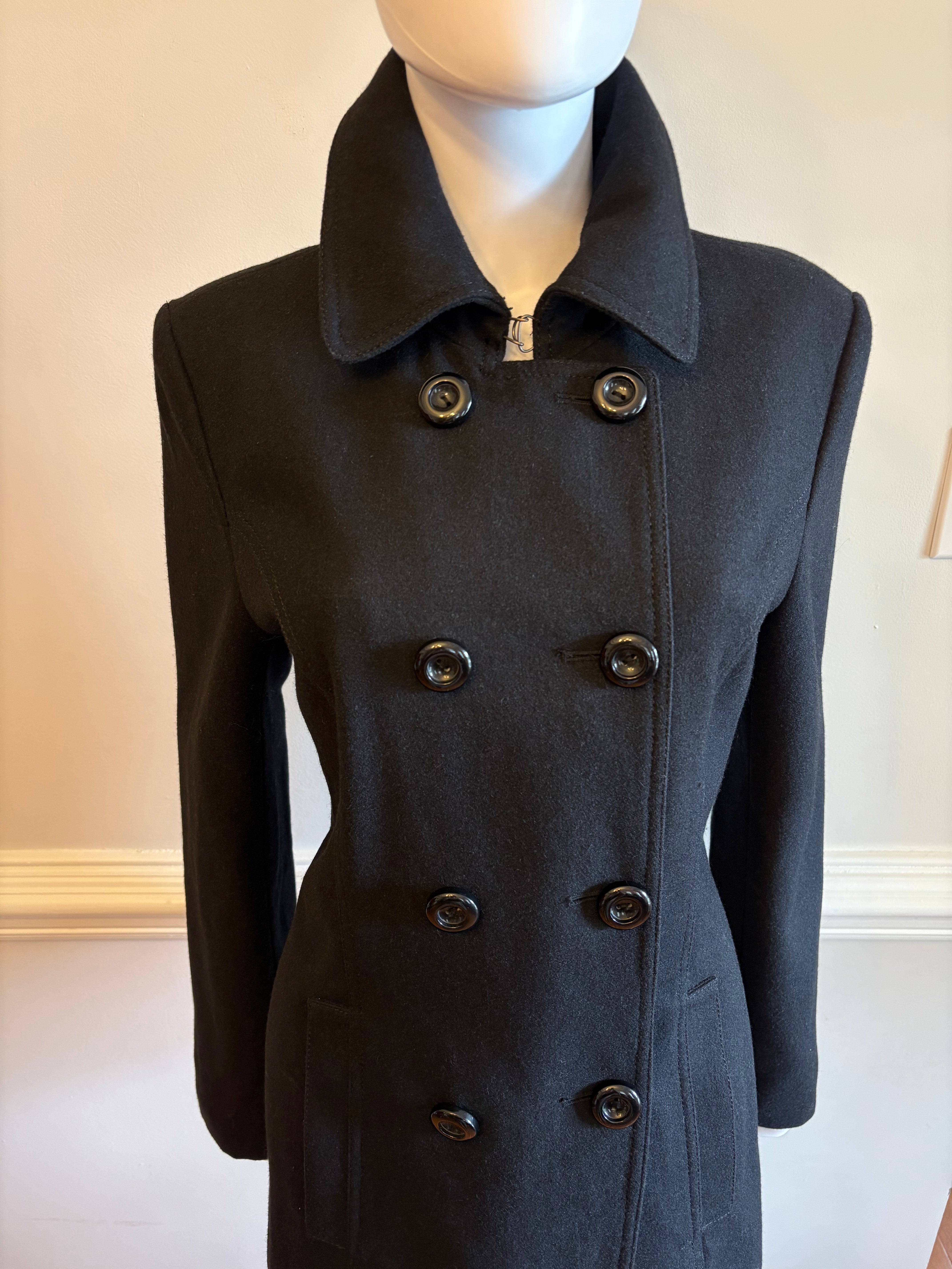 Nine West Black Double-Breasted Pea Coat