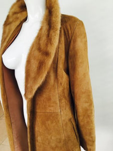 Suede Jacket with Mink Shawl Collar - Vanity's Vault