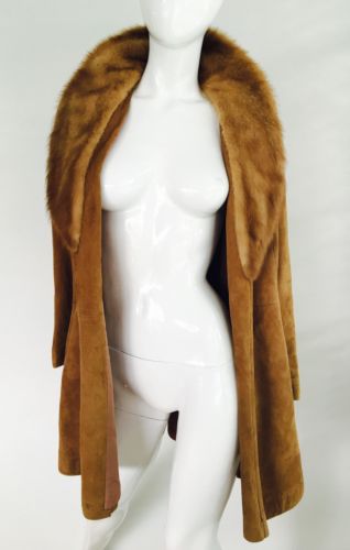 Suede Jacket with Mink Shawl Collar - Vanity's Vault