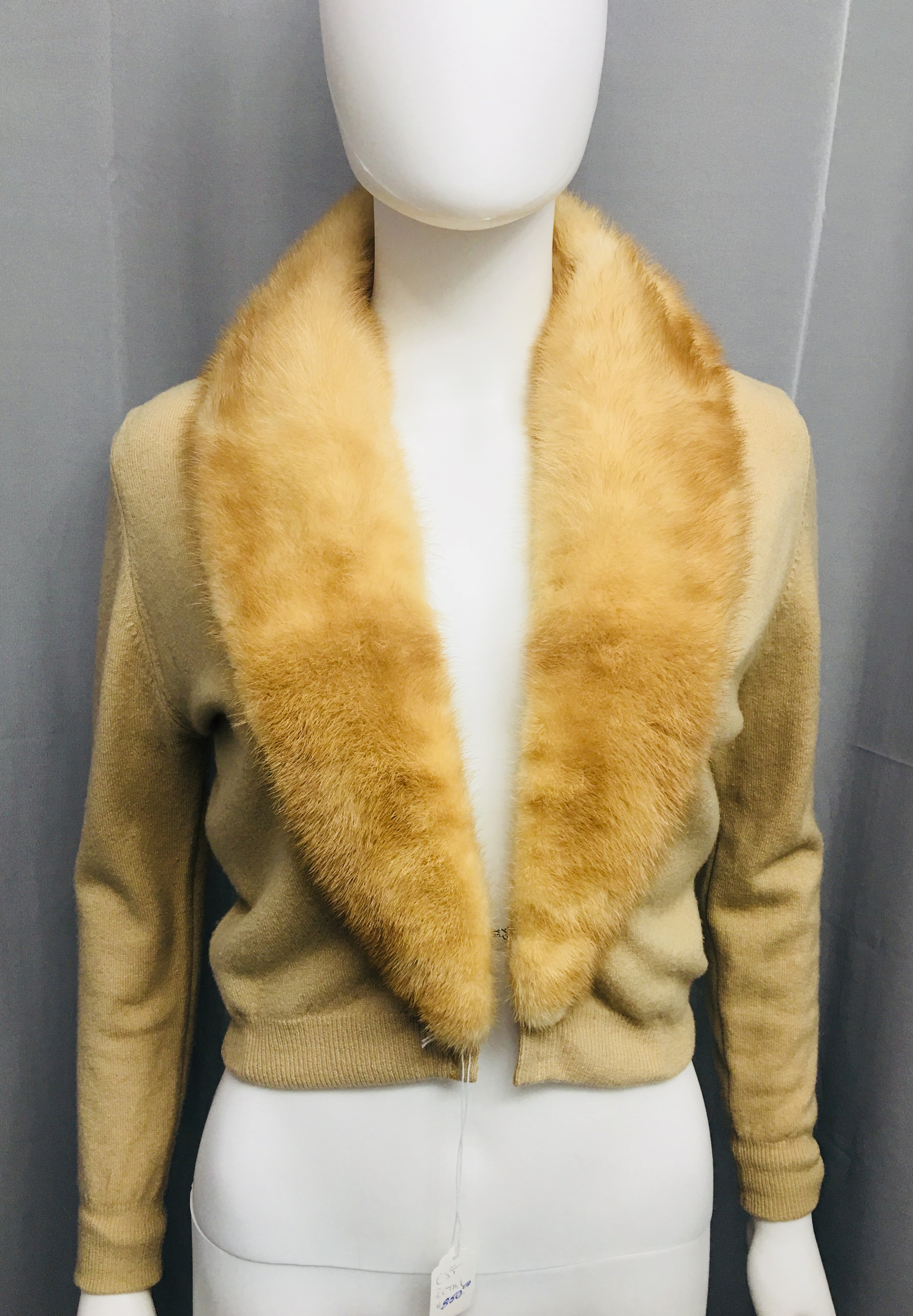 Cashmere sweater with fur 2025 collar