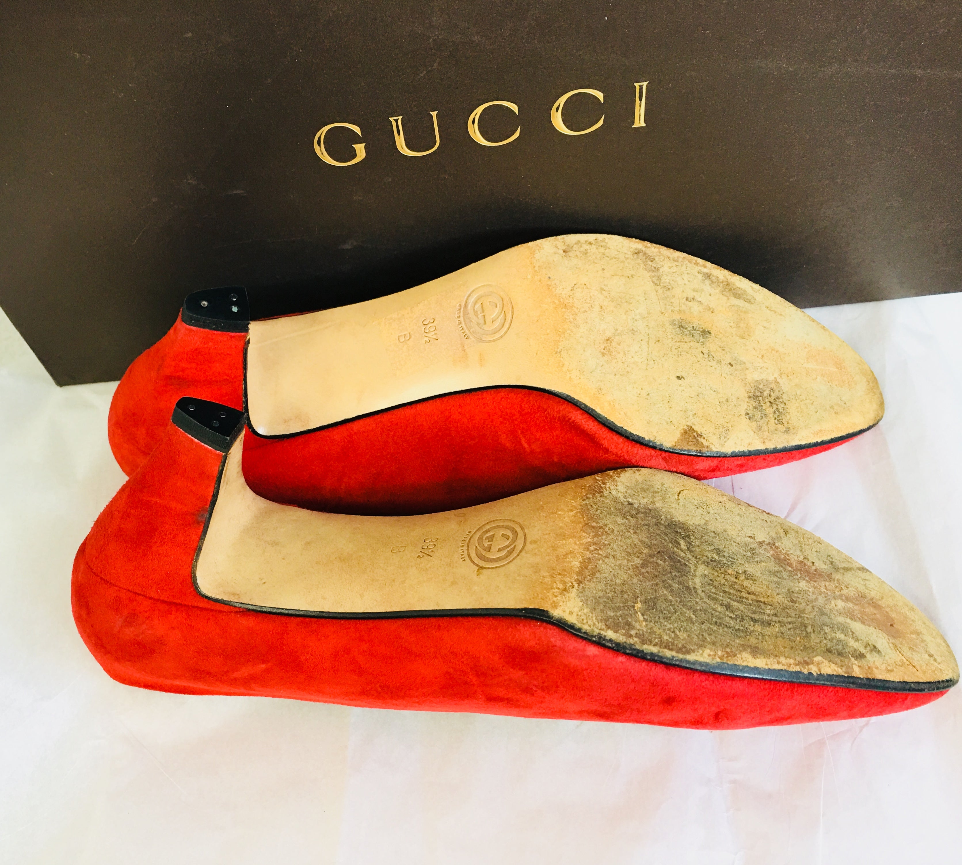 Gucci Red Suede Pumps - Vanity's Vault
